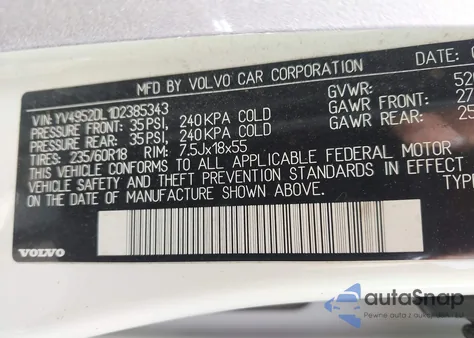 2013 Volvo Xc60 3.2/3.2 Platinum/3.2 Premier/3.2 Premier Plus из США, поврежденный, VIN YV4952DL1D2385343